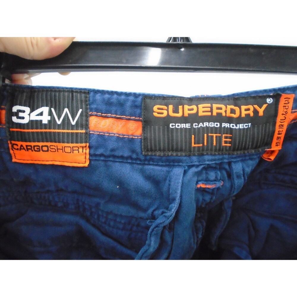Superdry Core Heavy Cargo Lite Mens Size 34 Blue Shorts Utility Military Style - Picture 3 of 9